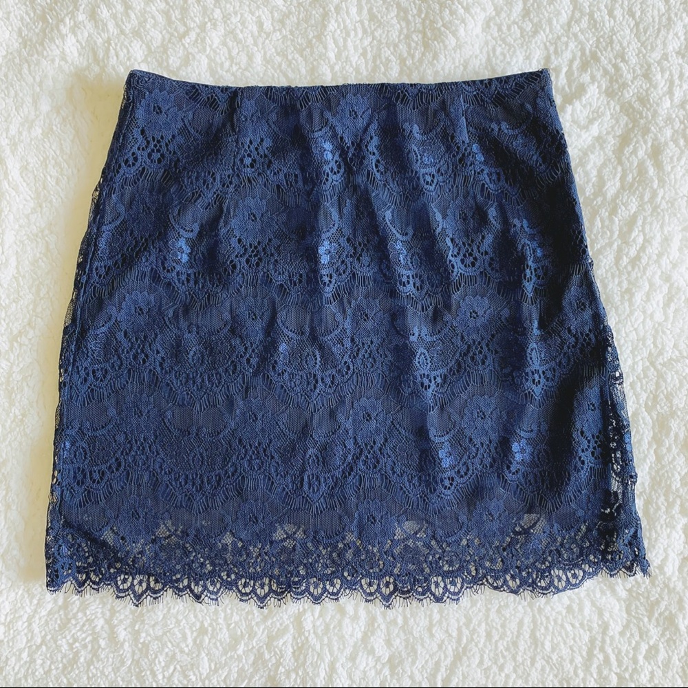 Forever 21 Navy Blue Lace Mini Skirt